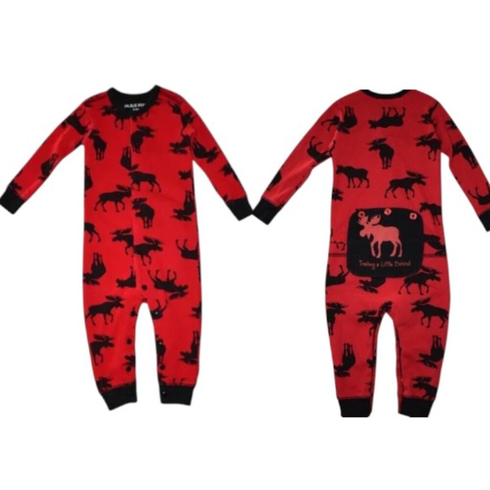 Little Blue House Moose Print Snap-Up Trailing a Little Behind Footless 12-18 M